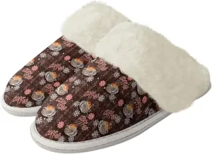 Howilath Fuzzy Slippers Women with Fur Edges House Shoes Bedroom Plush Slippers for Indoor & Outdoor