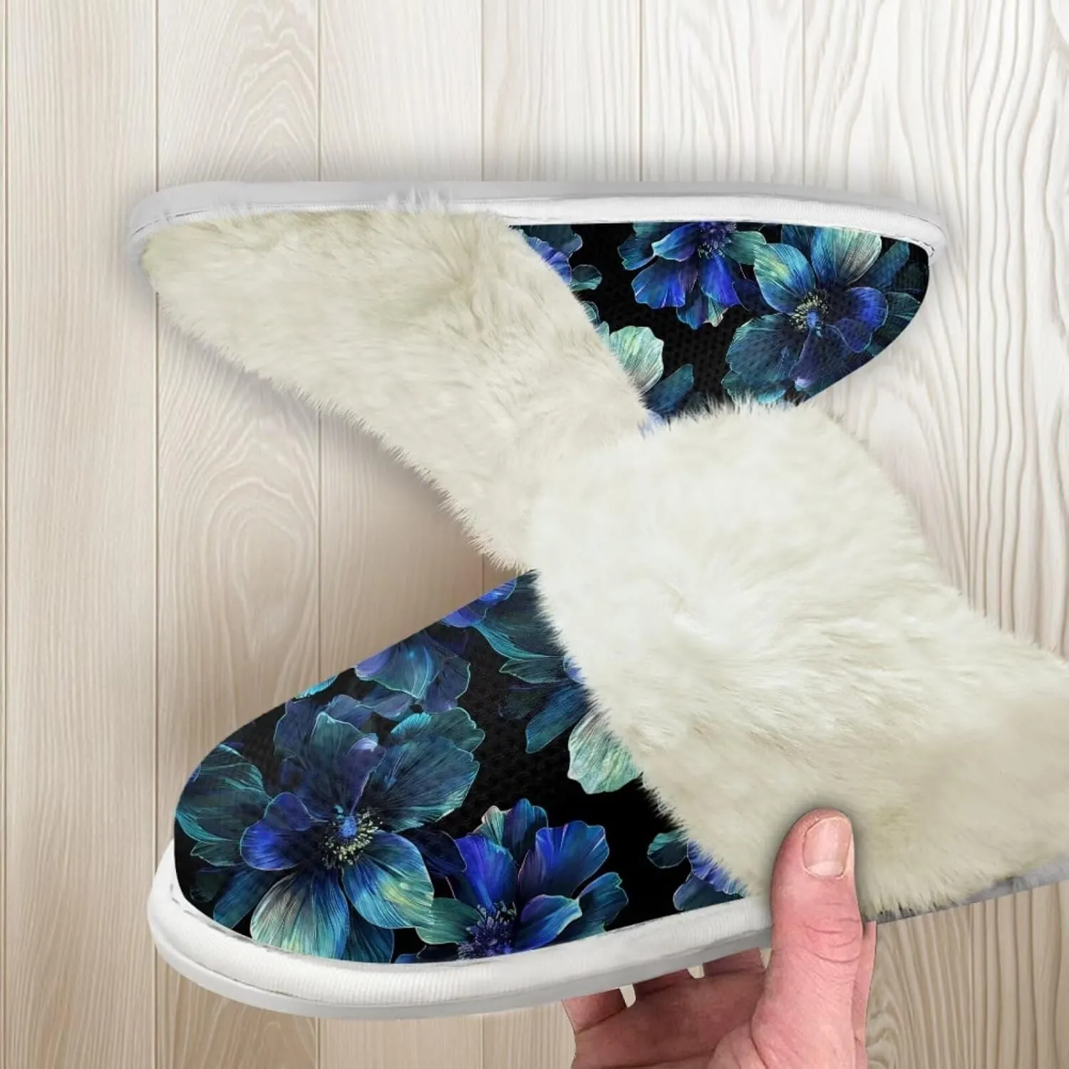 Howilath Fuzzy Slippers Women with Fur Edges House Shoes Bedroom Plush Slippers for Indoor & Outdoor