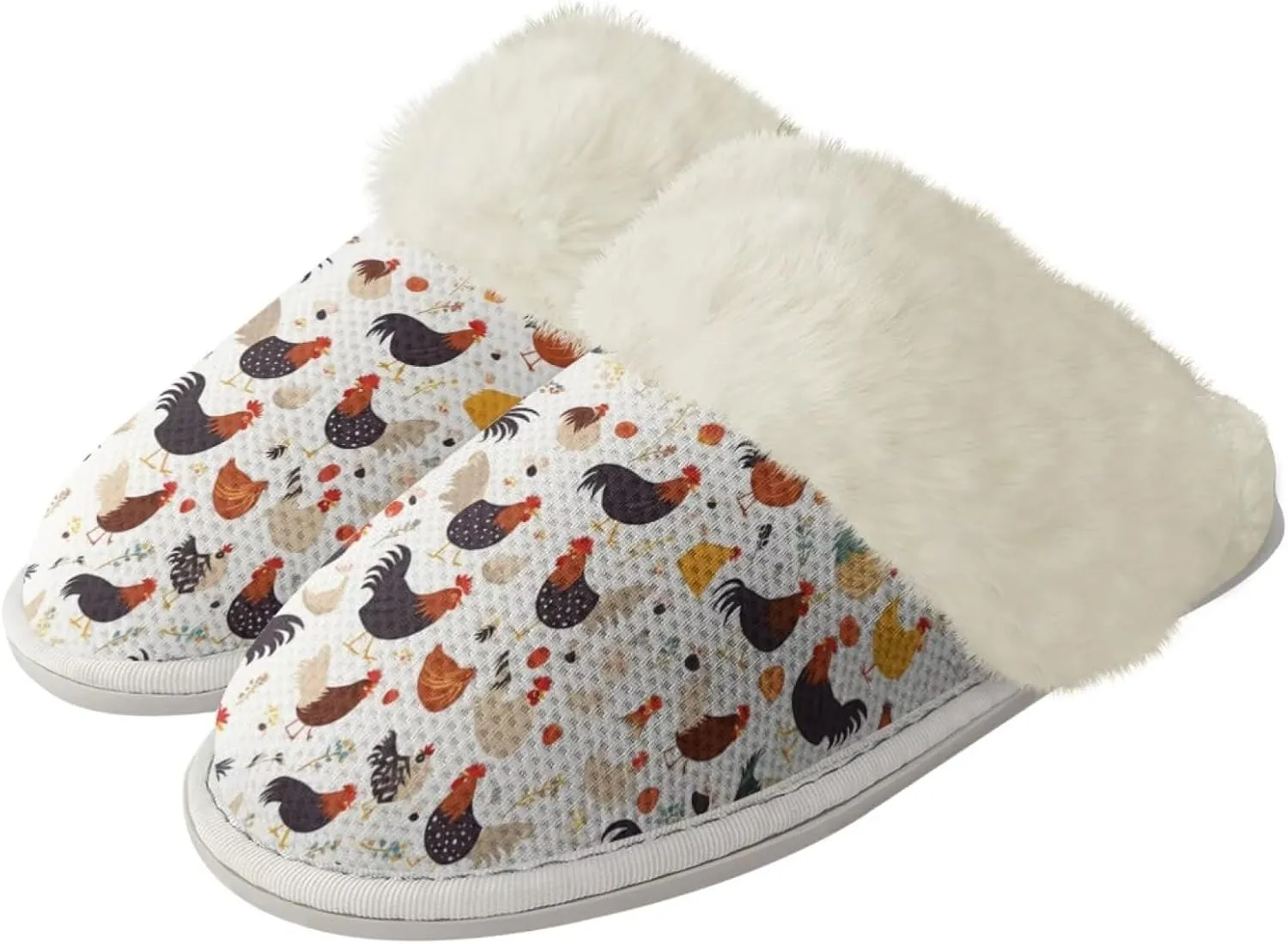 Howilath Fuzzy Slippers Women with Fur Edges House Shoes Bedroom Plush Slippers for Indoor & Outdoor