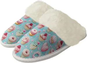 Howilath Fuzzy Slippers Women with Fur Edges House Shoes Bedroom Plush Slippers for Indoor & Outdoor