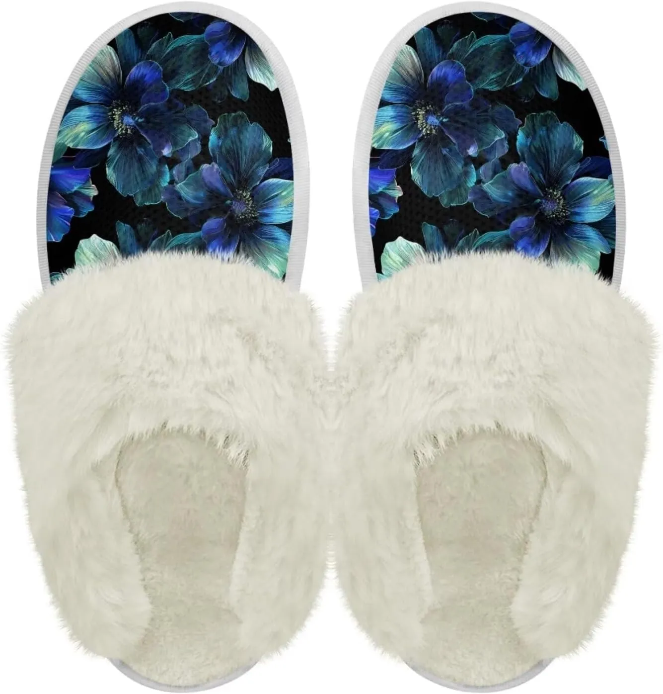 Howilath Fuzzy Slippers Women with Fur Edges House Shoes Bedroom Plush Slippers for Indoor & Outdoor
