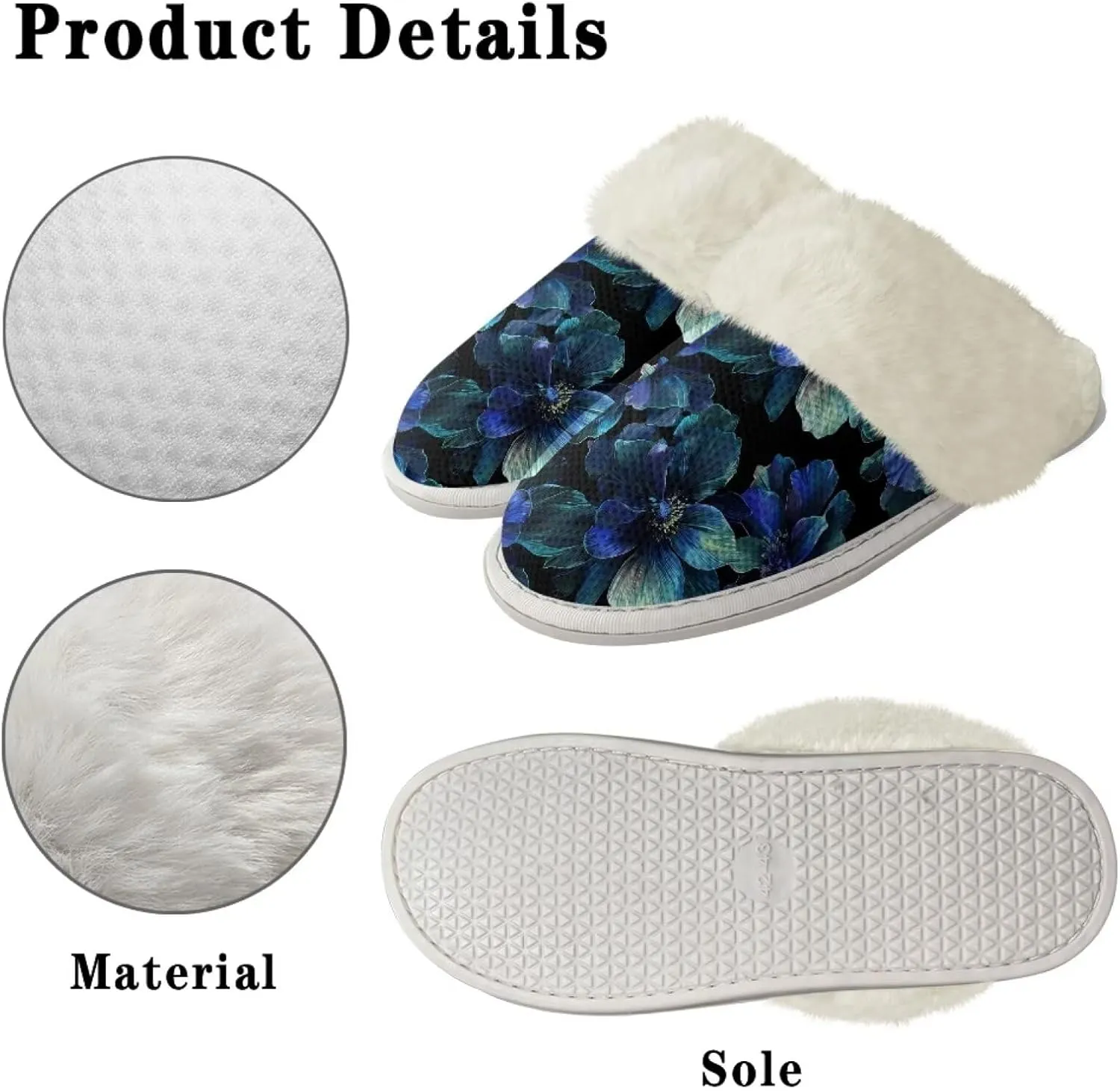 Howilath Fuzzy Slippers Women with Fur Edges House Shoes Bedroom Plush Slippers for Indoor & Outdoor