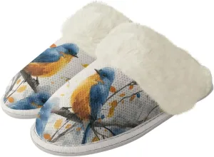 Howilath Small Bird Cotton House Shoes for Women Fluffy Slippers Warm Bedroom Shoes with Anti-Skid Sole