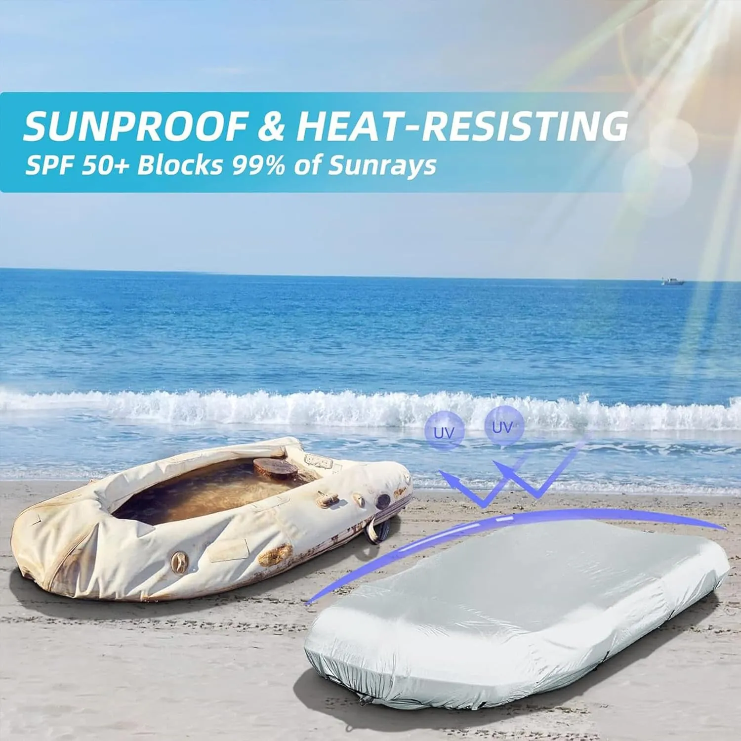 Inflatable Boat Cover 7 Sizes Dinghy Cover UV Resistant Boat Tarp for Small Inflatable and Rigid Inflatable Boats,230 * 165 * 46cm