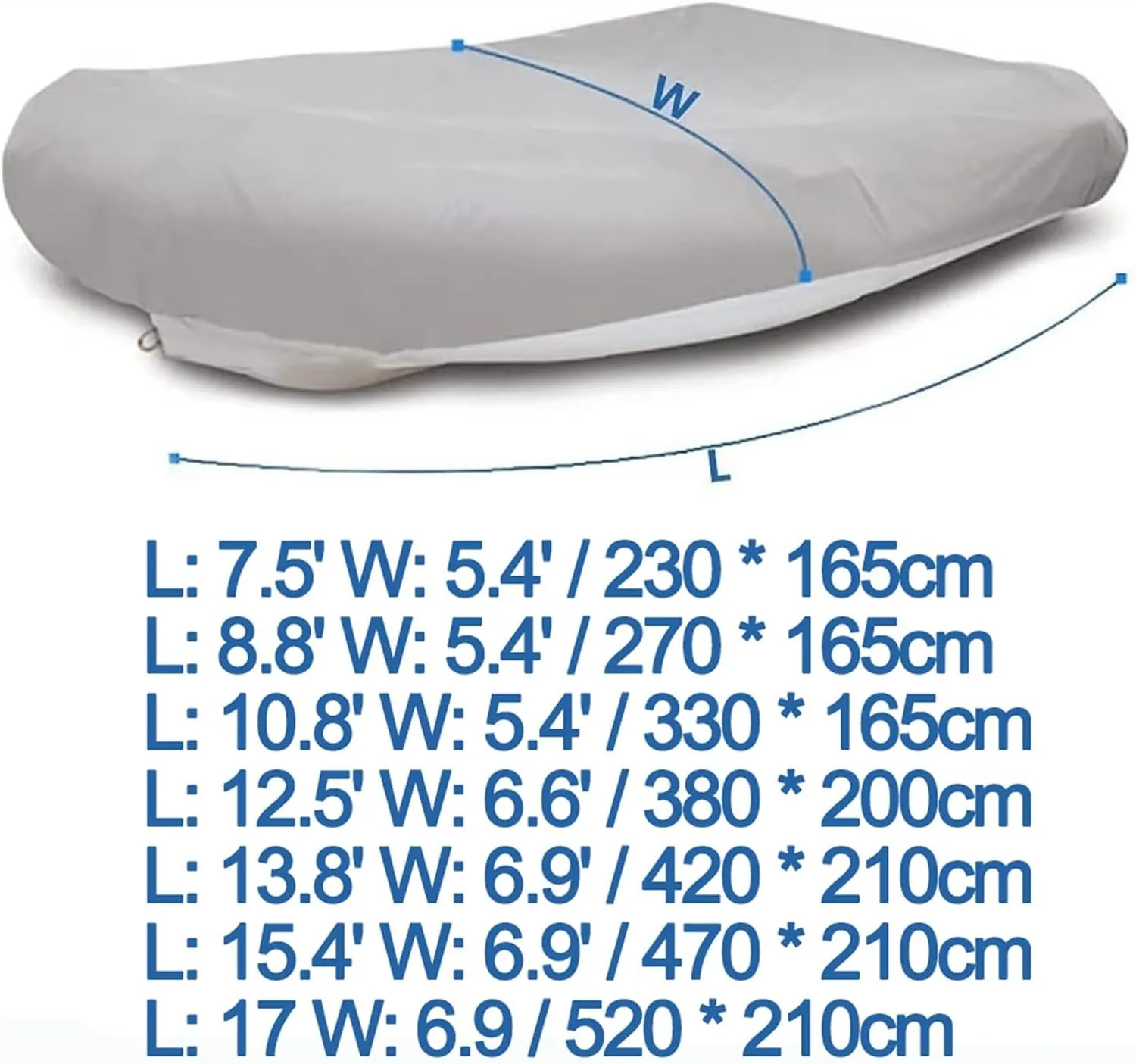 Inflatable Boat Cover, Fade and Tear Resistant Dinghy Cover, Heavy Duty Waterproof and Sunproof Inflatable Boat Cover for Small Inflatable and Rigid Inflatable Boats