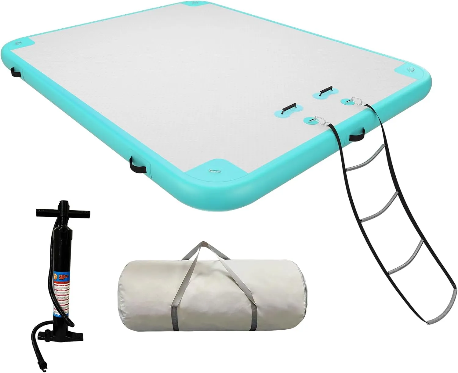 Inflatable Floating Dock Air Dock Platform Floating Island Raft with None-Slip Surface for Pool Beach Ocean