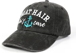 InnoBeta Boating Gifts for Women, Boat Hair Don't Care, Funny Adjustable Embroidered Hat Gifts Grey