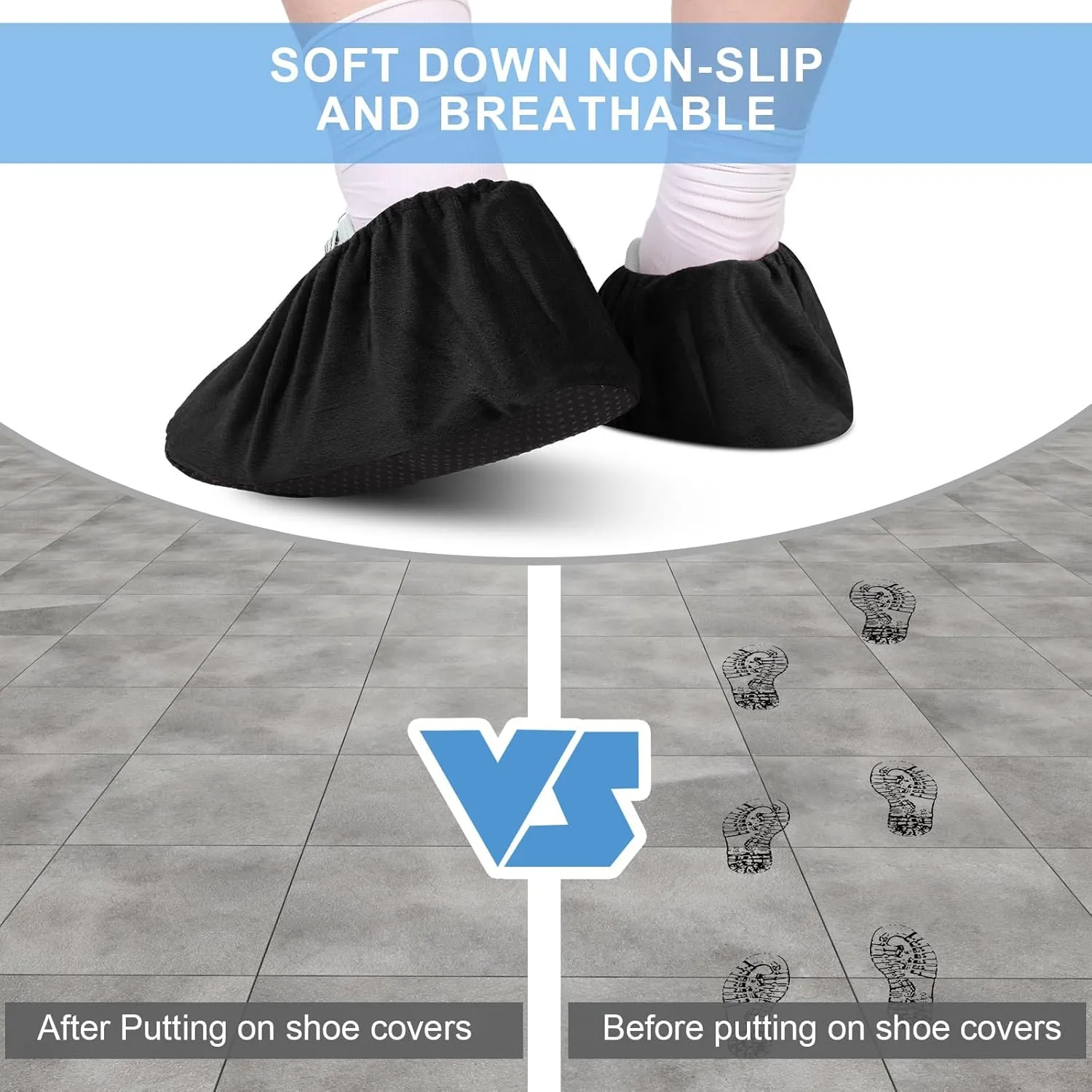 JaGely 11 Pairs Reusable Non Slip Cloth Shoe Covers Washable Thickened Boot Shoe Covers for Indoors and Households(Black)