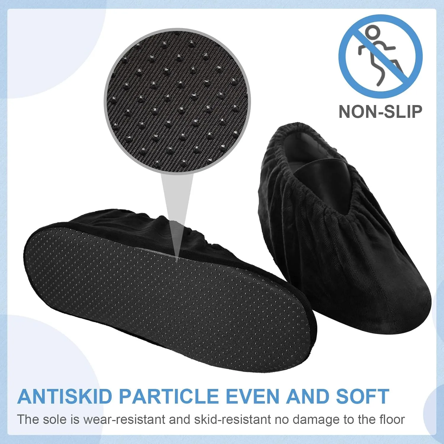 JaGely 11 Pairs Reusable Non Slip Cloth Shoe Covers Washable Thickened Boot Shoe Covers for Indoors and Households(Black)