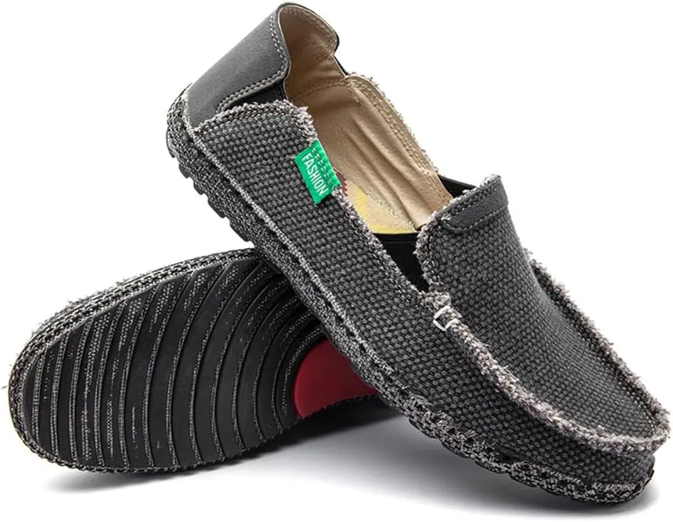 JAMONWU Men's Slip on Shoes Cloth Shoes Deck Shoes Canvas Leisure Vintage Casual Loafer Boat Shoes