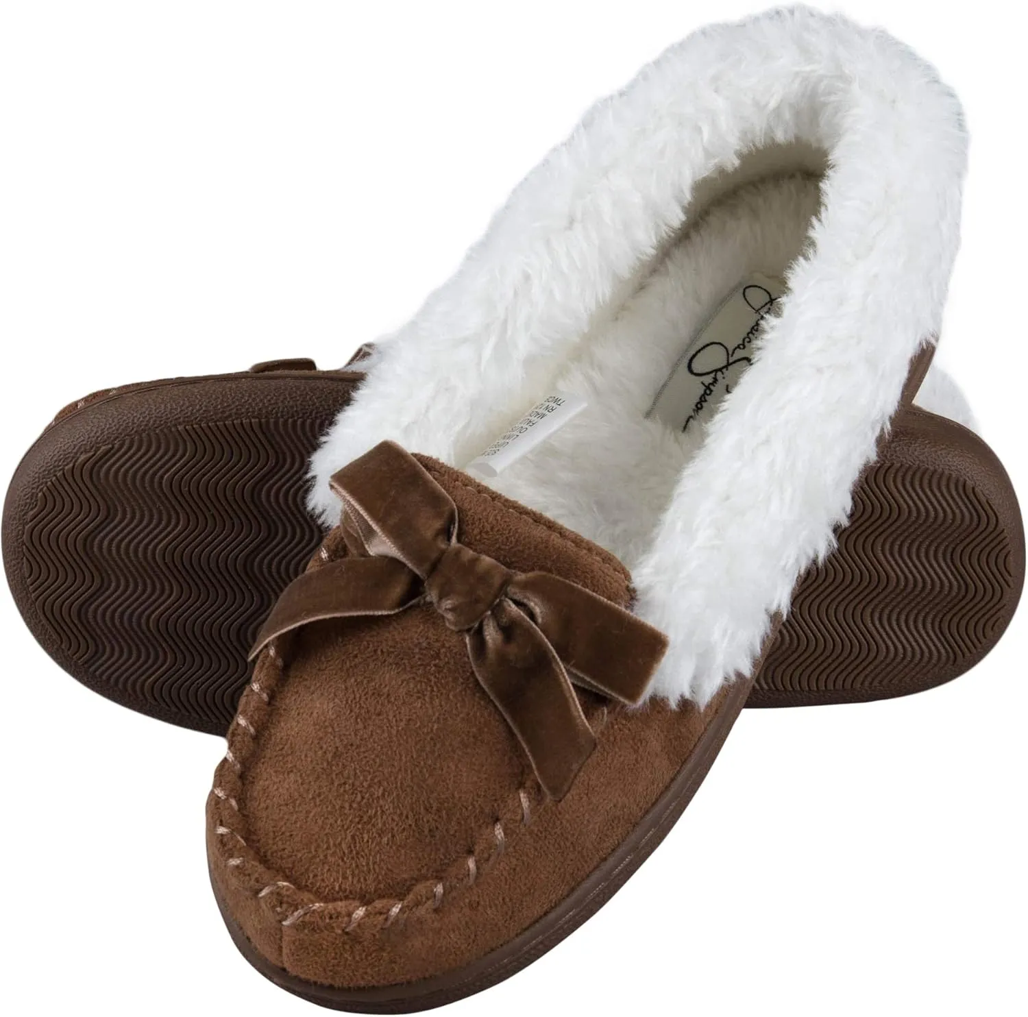 Jessica Simpson Girl's Microsuede Moccasin Indoor Outdoor Slipper Shoe