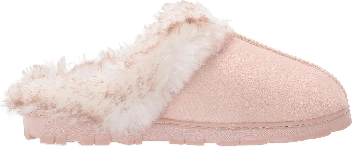 Jessica Simpson Women's Faux Fur Clog - Comfy Furry Soft Indoor House Slippers with Memory Foam