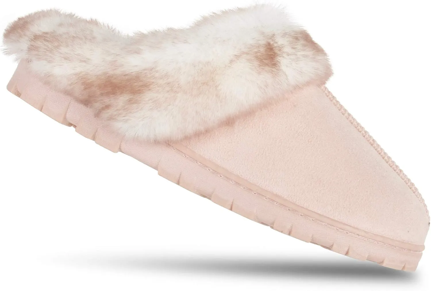 Jessica Simpson Women's Faux Fur Clog - Comfy Furry Soft Indoor House Slippers with Memory Foam