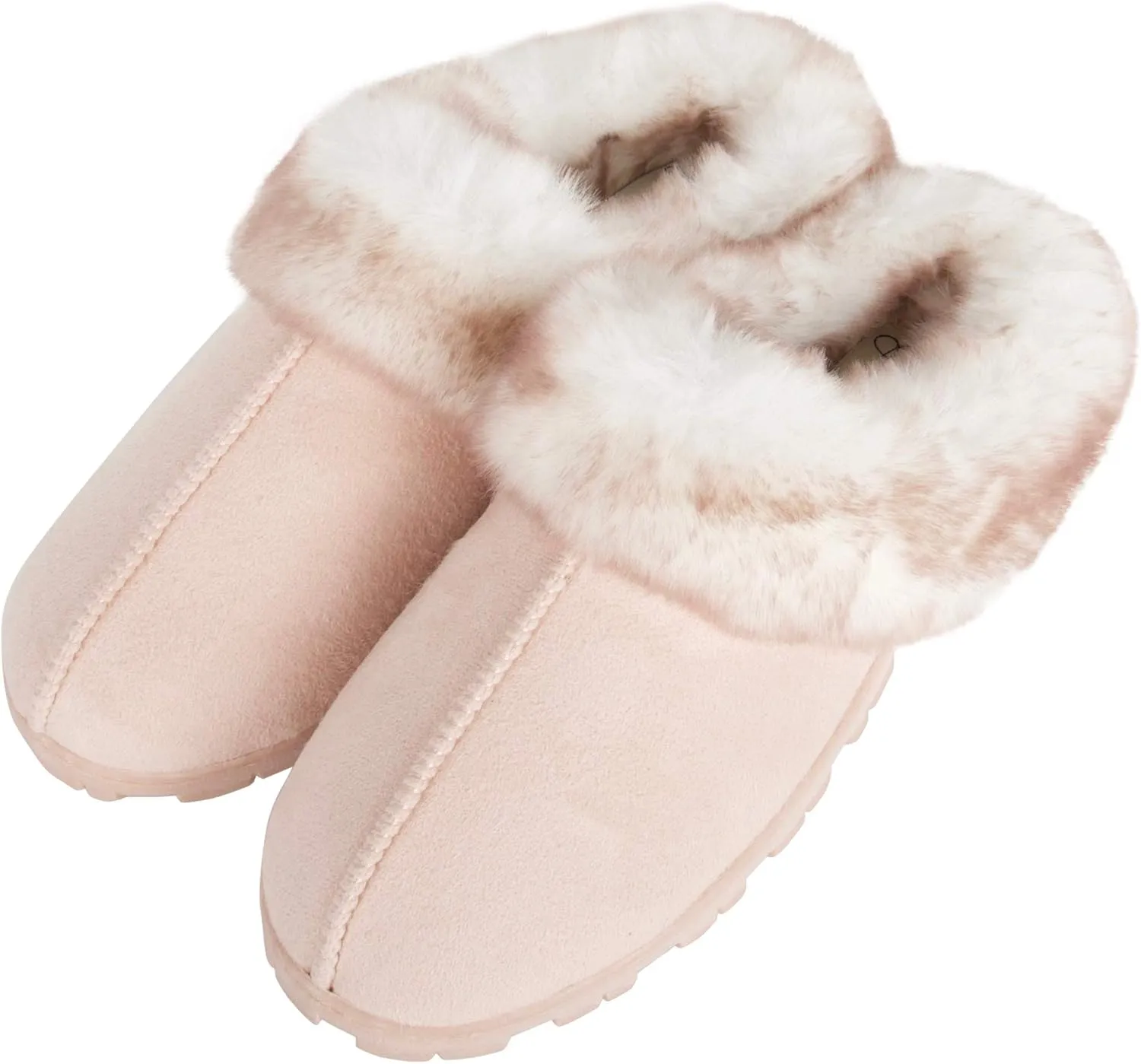 Jessica Simpson Women's Faux Fur Clog - Comfy Furry Soft Indoor House Slippers with Memory Foam