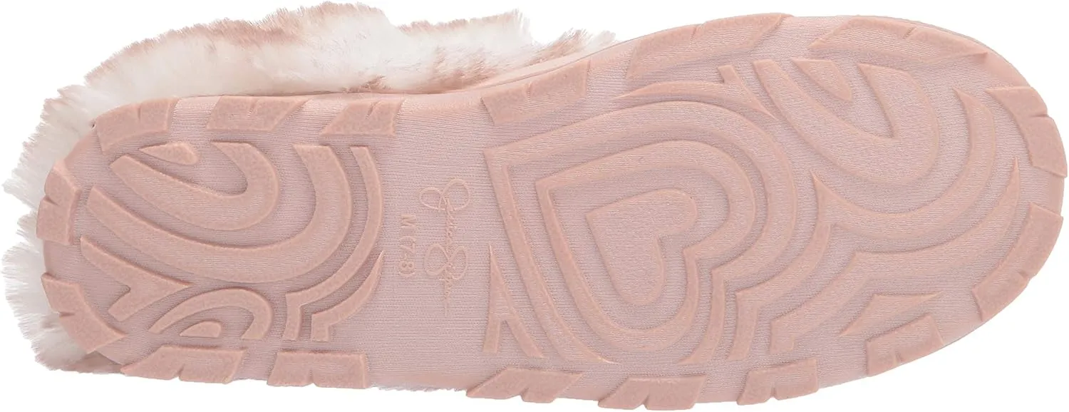 Jessica Simpson Women's Faux Fur Clog - Comfy Furry Soft Indoor House Slippers with Memory Foam