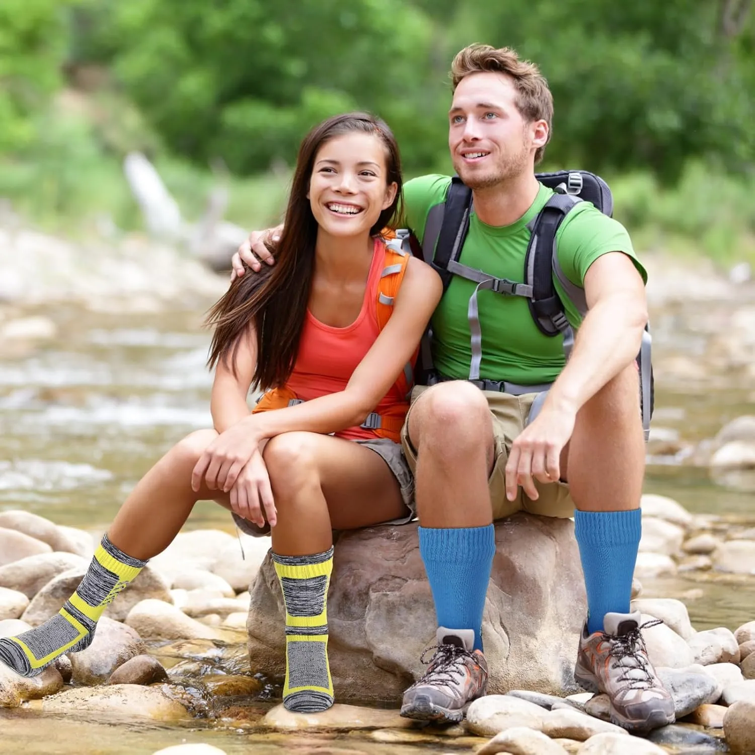 Jeyiour 2 Pairs Waterproof Socks Unisex Waterproof Breathable Outdoor Skiing Hiking Wading Fishing Socks for Men Women