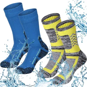 Jeyiour 2 Pairs Waterproof Socks Unisex Waterproof Breathable Outdoor Skiing Hiking Wading Fishing Socks for Men Women