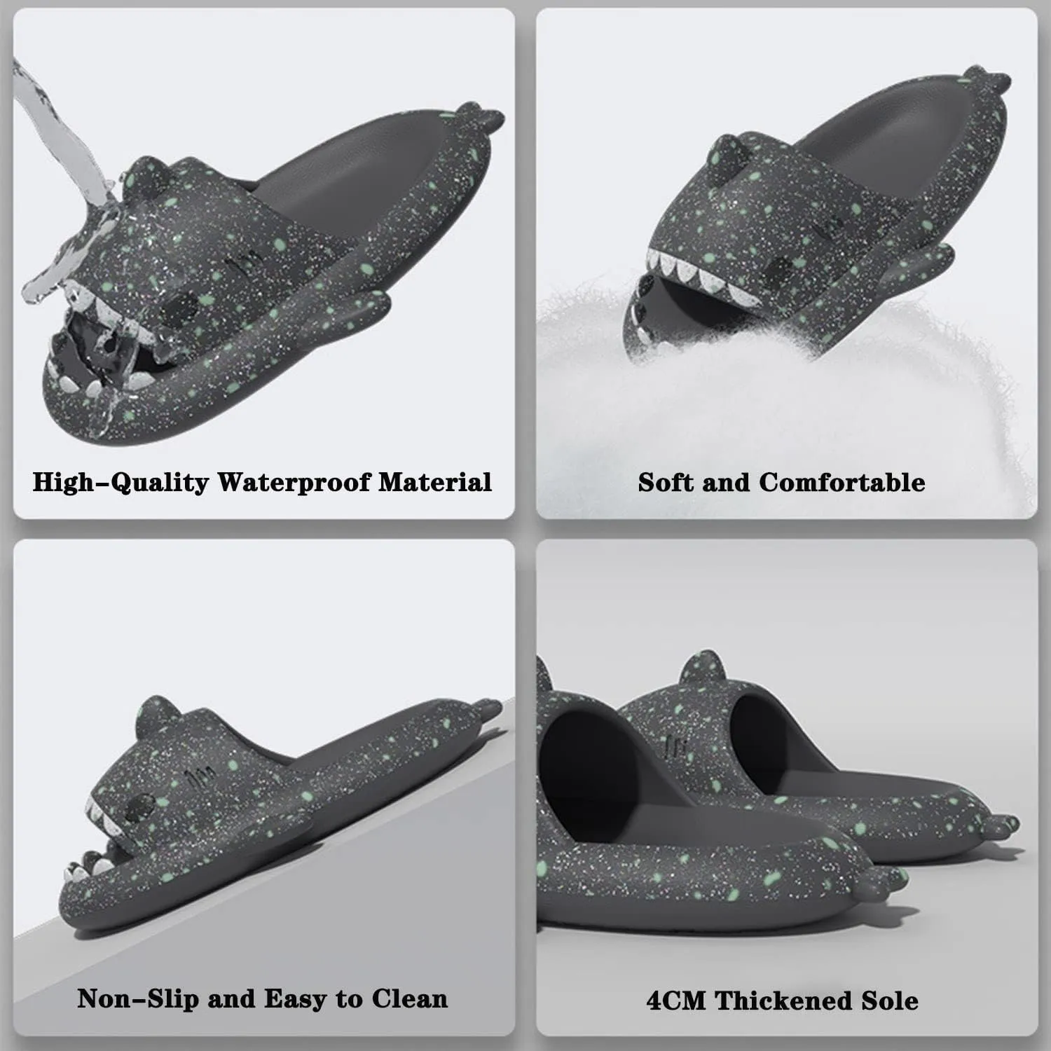 Jfxgjuv Luminous Shark Slides, Spooky Shark Slides, Cloud Shark Slides Angler Fish Slides Glow in The Dark Halloween Shark Slides Christmas Santa Shark Slides