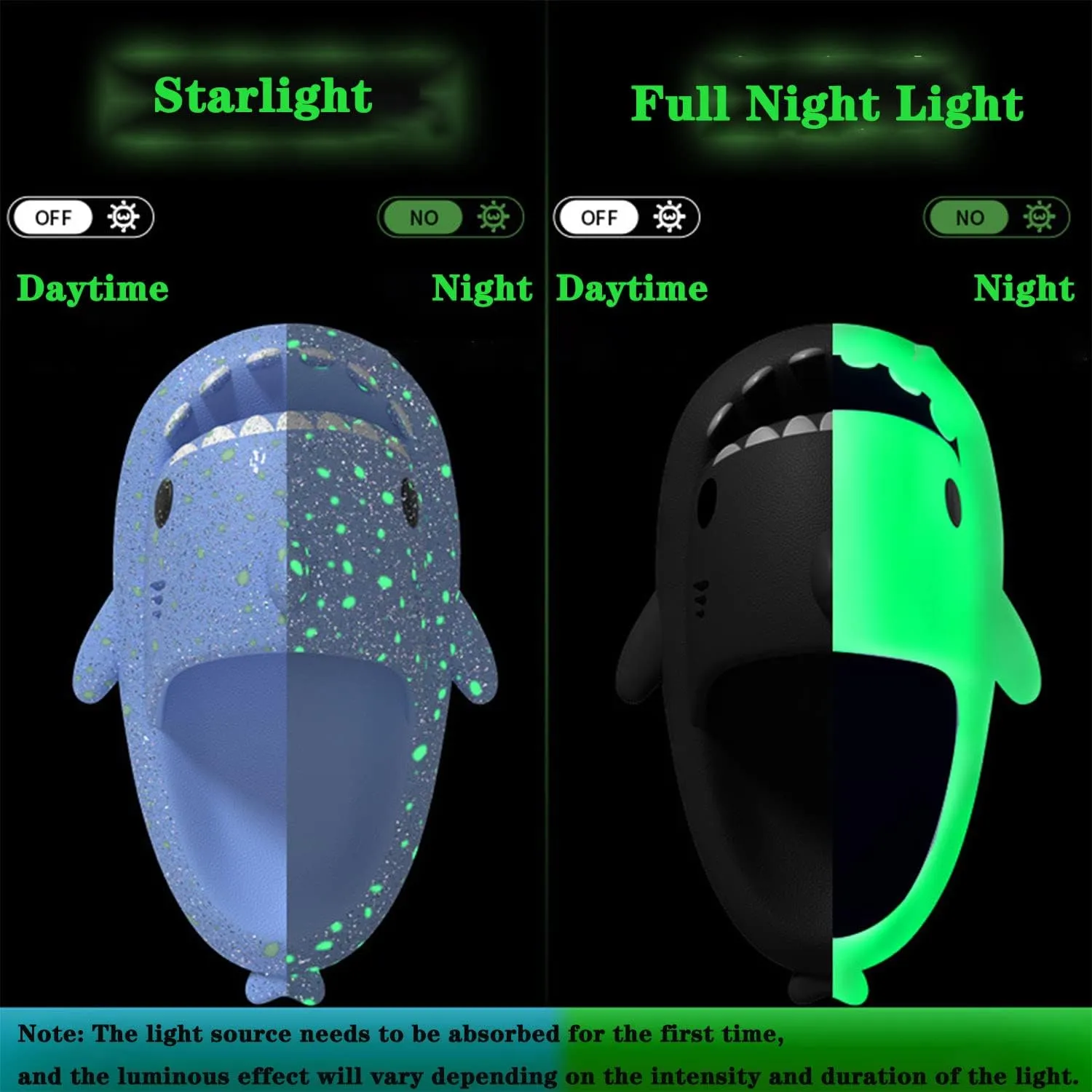 Jfxgjuv Luminous Shark Slides, Spooky Shark Slides, Cloud Shark Slides Angler Fish Slides Glow in The Dark Halloween Shark Slides Christmas Santa Shark Slides