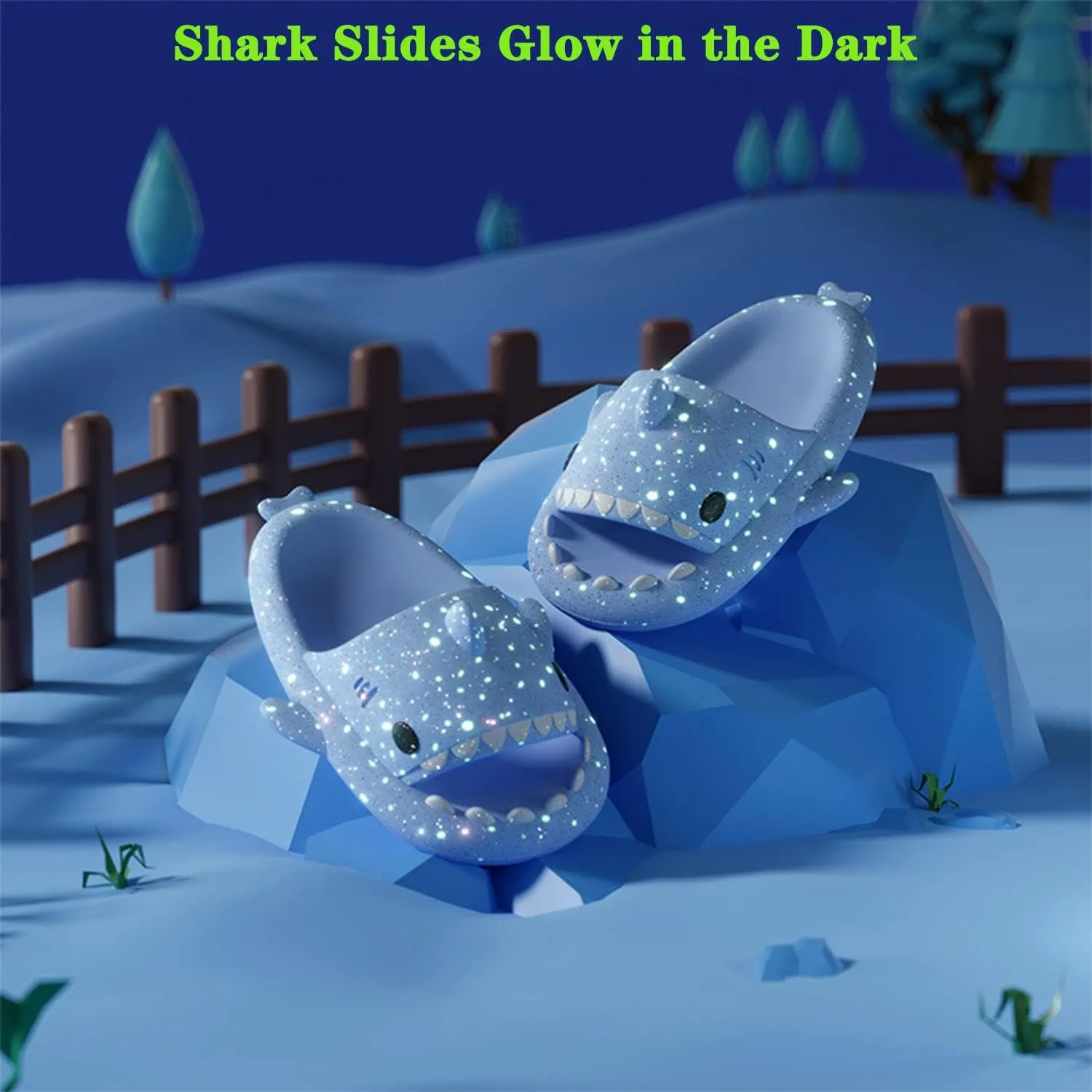 Jfxgjuv Luminous Shark Slides, Spooky Shark Slides, Cloud Shark Slides Angler Fish Slides Glow in The Dark Halloween Shark Slides Christmas Santa Shark Slides
