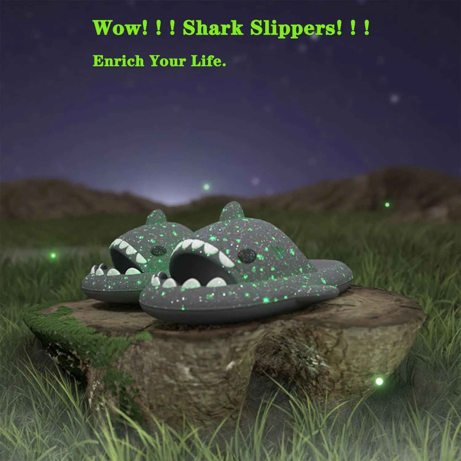 Jfxgjuv Luminous Shark Slides, Spooky Shark Slides, Cloud Shark Slides Angler Fish Slides Glow in The Dark Halloween Shark Slides Christmas Santa Shark Slides