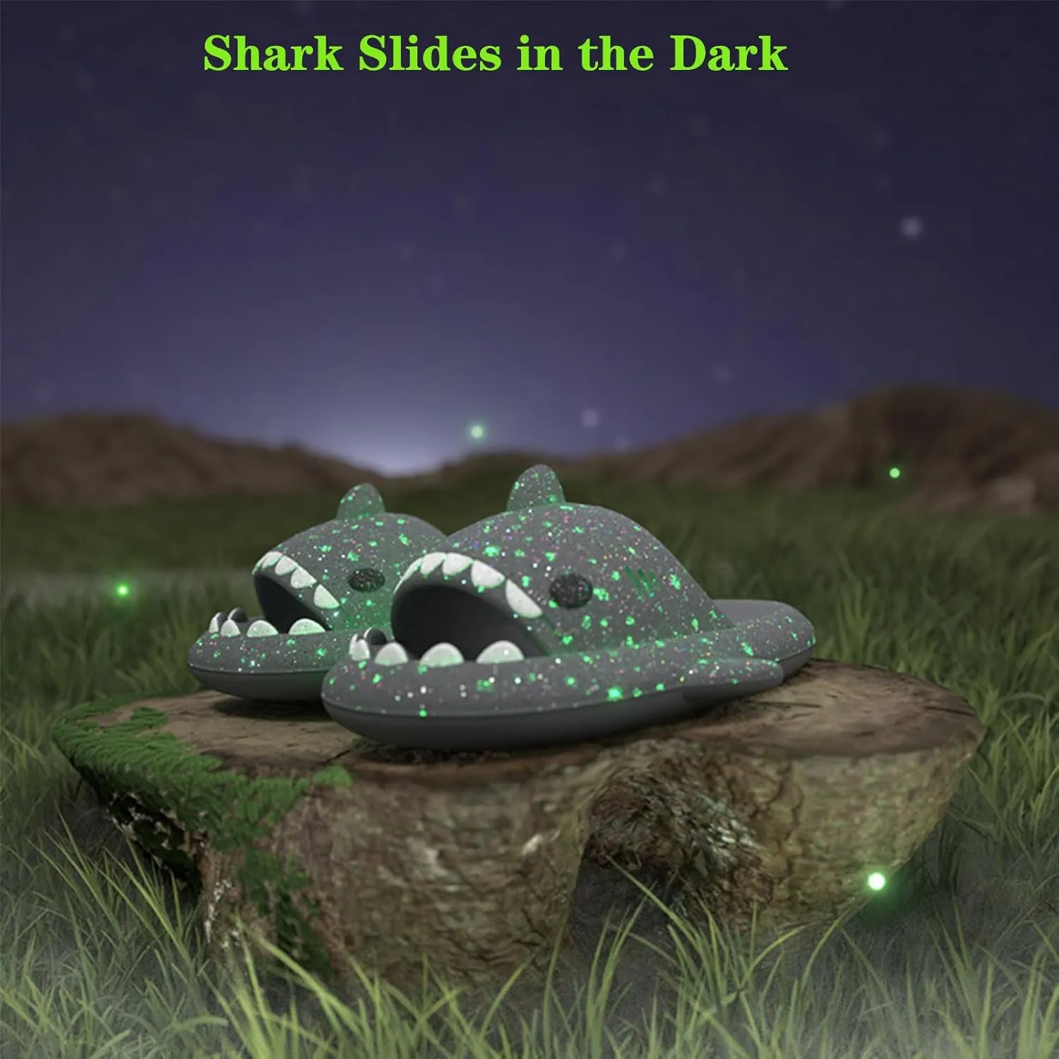 Jfxgjuv Sharklas Polares, Sharky Chanclas Originales, Anglerfish Slides, Cloud Shark Slides in The Dark Thick Sole Non-Slip Open Toe Shark Slippers