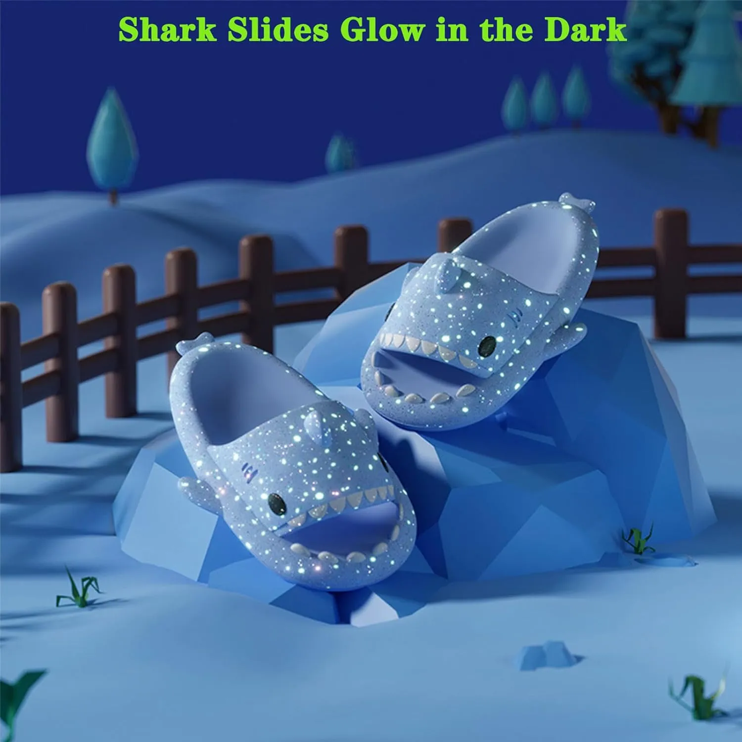 Jfxgjuv Sharklas Polares, Sharky Chanclas Originales, Anglerfish Slides, Cloud Shark Slides in The Dark Thick Sole Non-Slip Open Toe Shark Slippers