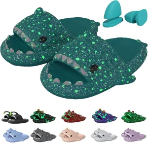Jfxgjuv Sharklas Polares, Sharky Chanclas Originales, Anglerfish Slides, Cloud Shark Slides in The Dark Thick Sole Non-Slip Open Toe Shark Slippers