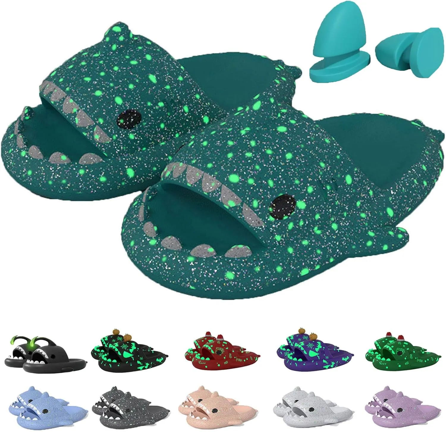 Jfxgjuv Sharklas Polares, Sharky Chanclas Originales, Anglerfish Slides, Cloud Shark Slides in The Dark Thick Sole Non-Slip Open Toe Shark Slippers