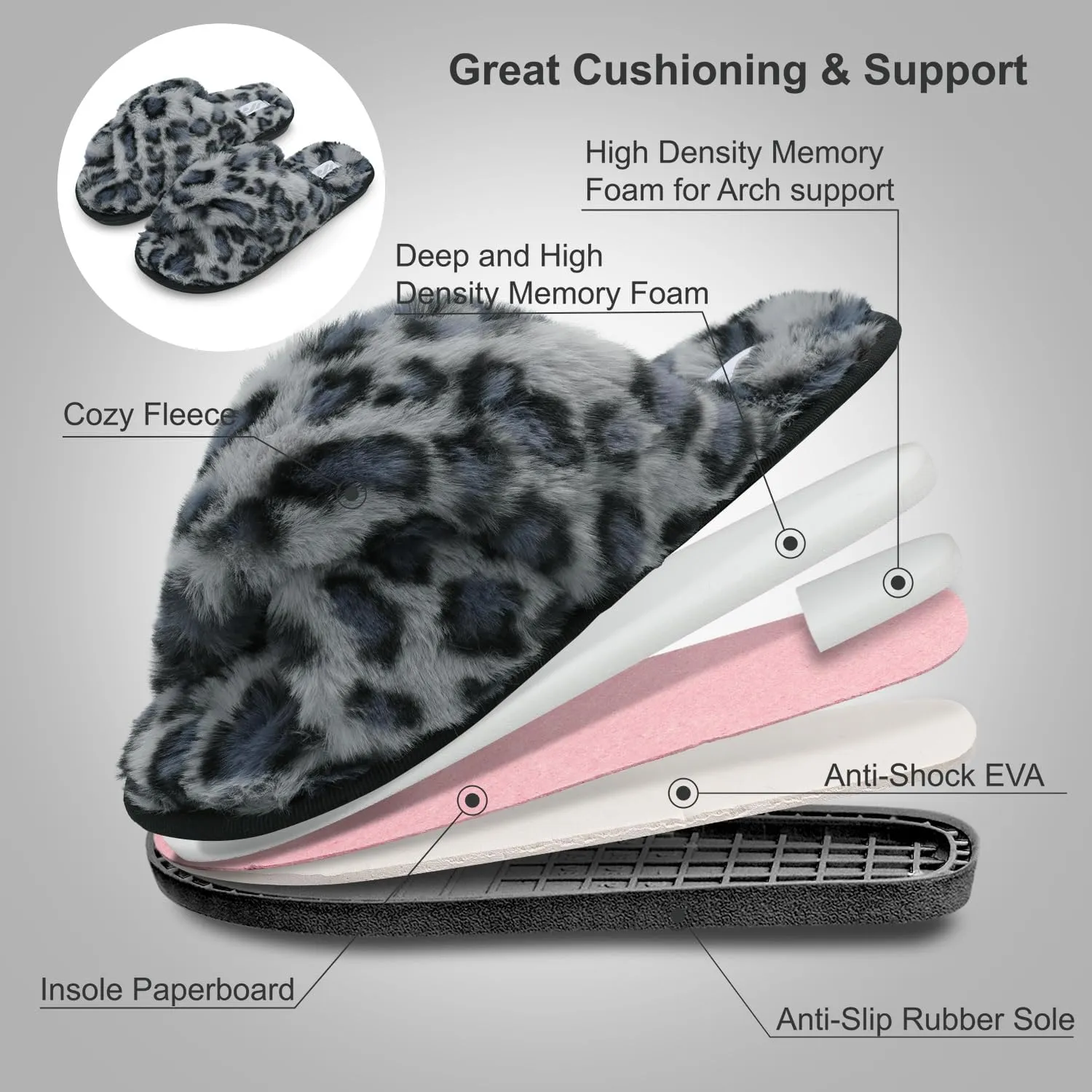 JIASUQI Women's Open Toe Slippers Fuzzy Fluffy House Slippers for Women Cozy Criss Cross Furry Slides Slippers