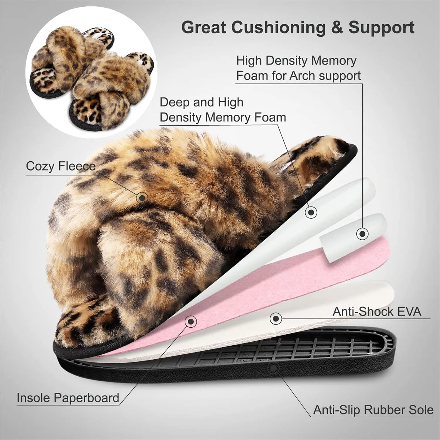 JIASUQI Women's Open Toe Slippers Fuzzy Fluffy House Slippers for Women Cozy Criss Cross Furry Slides Slippers