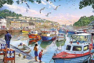 Jigsaw Puzzle for Adults Fishing Boat Seaside Harbour Town Challenging Educational Fun Family Activities Games Toys Gifts Wooden Puzzles 1000 Piece