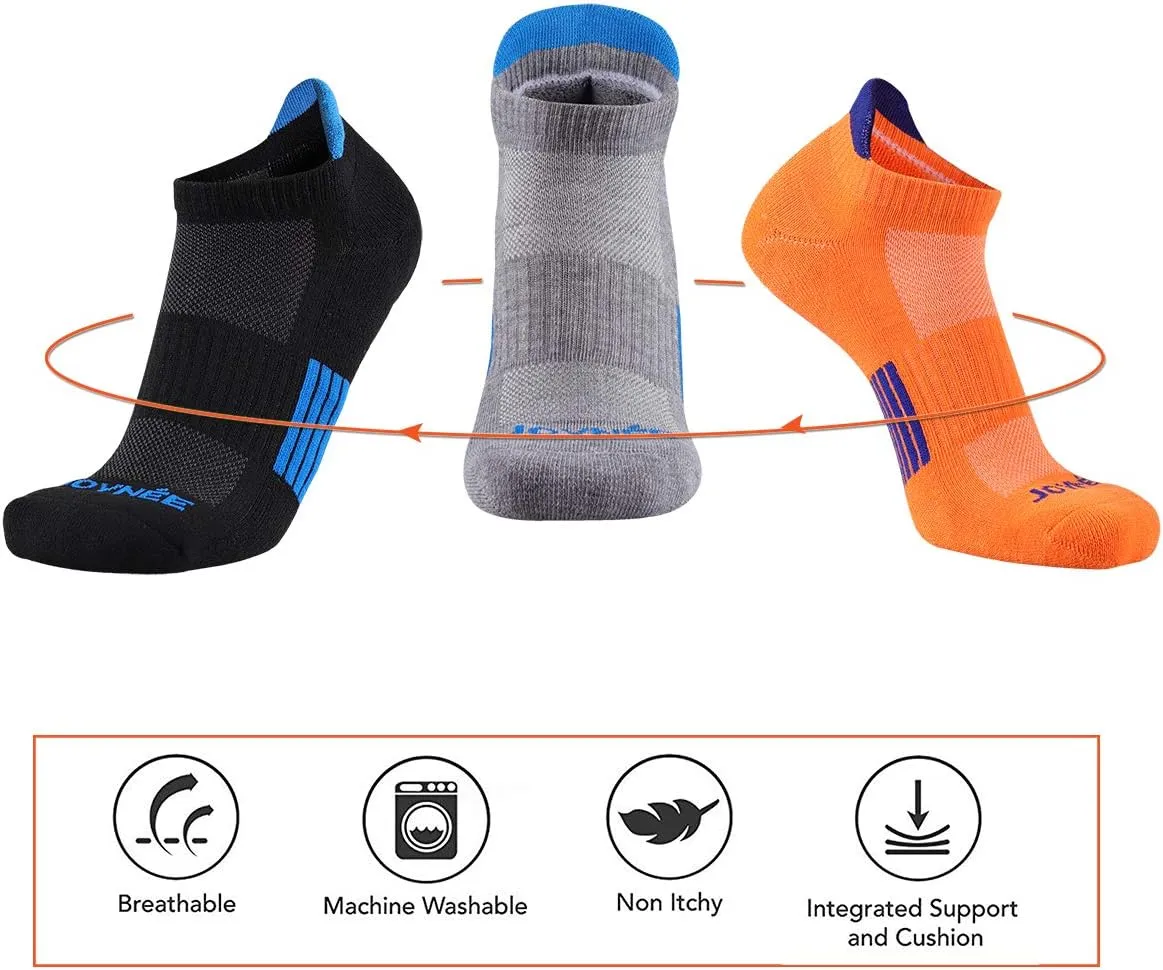 JOYNÉE Men’s Athletic Socks Low Cut Cushion Running Socks Breathable Comfort for Sports 6 Pack