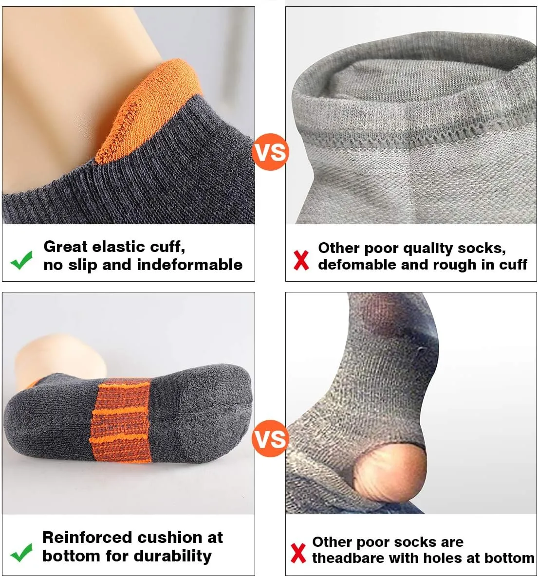 JOYNÉE Men’s Athletic Socks Low Cut Cushion Running Socks Breathable Comfort for Sports 6 Pack