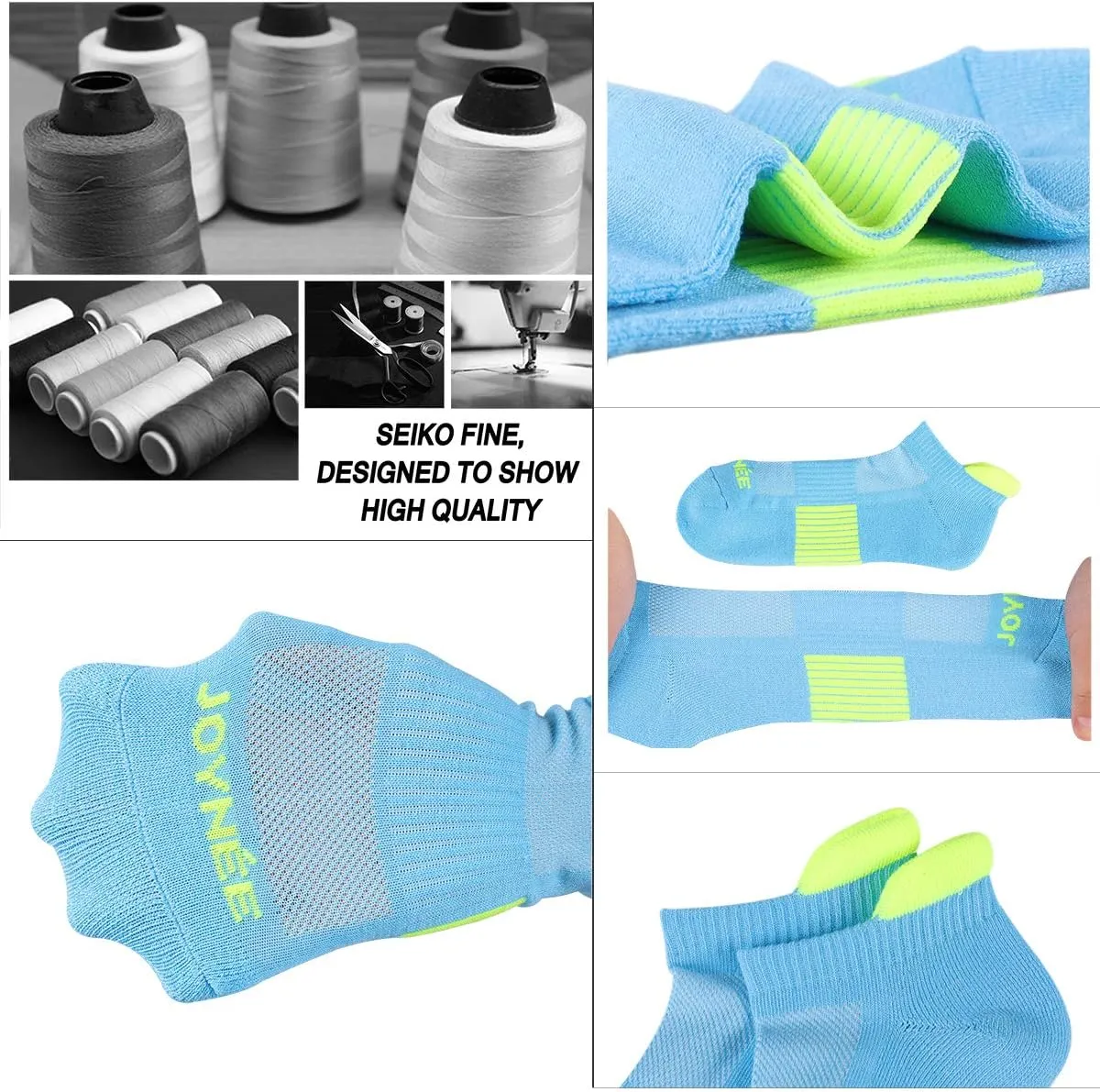JOYNÉE Men’s Athletic Socks Low Cut Cushion Running Socks Breathable Comfort for Sports 6 Pack