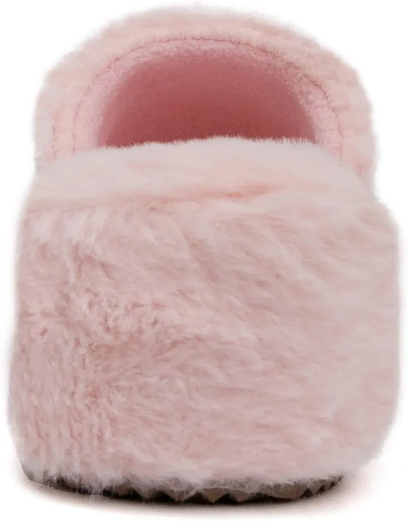 Juicy Couture Women's Faux Fur Platform Slippers – Fluffy Cozy Indoor Outdoor Slip-On House Shoes