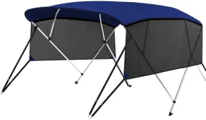 KAKIT 3 4 Bow Bimini Tops with Mesh Sidewalls Support Poles for Boats Marine Grade Canvas Top Includes 2 Straps Storage Boot 1 Inch Aluminum Frame