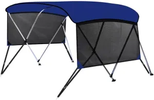 KAKIT 3 4 Bow Bimini Tops with Mesh Sidewalls Support Poles for Boats Marine Grade Canvas Top Includes 2 Straps Storage Boot 1 Inch Aluminum Frame