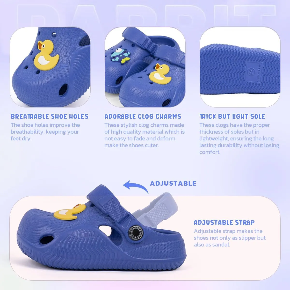 Kannior Toddler Kids Infant Boys Girls Cute Garden Clogs Water Sandals Slip On Shoes Slipper Slides Lightweight Outdoor Summer Children Beach Pool Play Shoes (Baby/Toddler Kids)