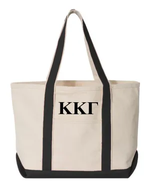 Kappa Kappa Gamma Black Boat Tote - Medium