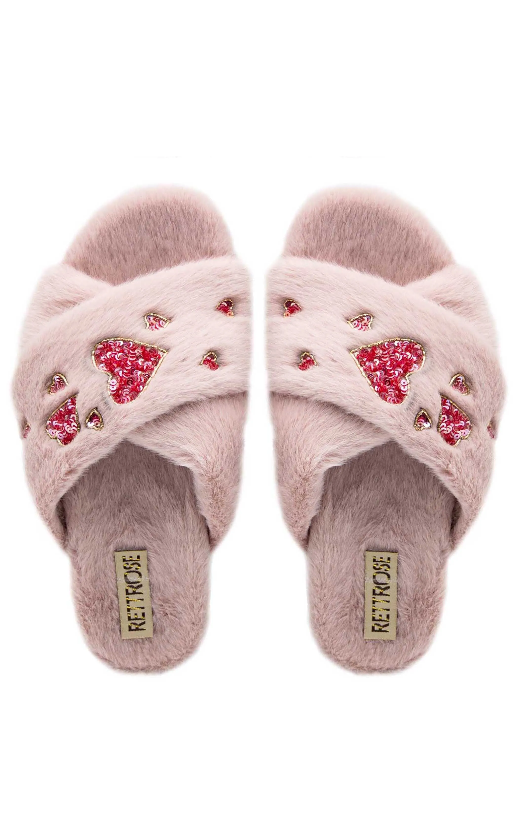 Kaylee Dusky Pink Luxury Plush Diamanté Embellished Handmade Slipper
