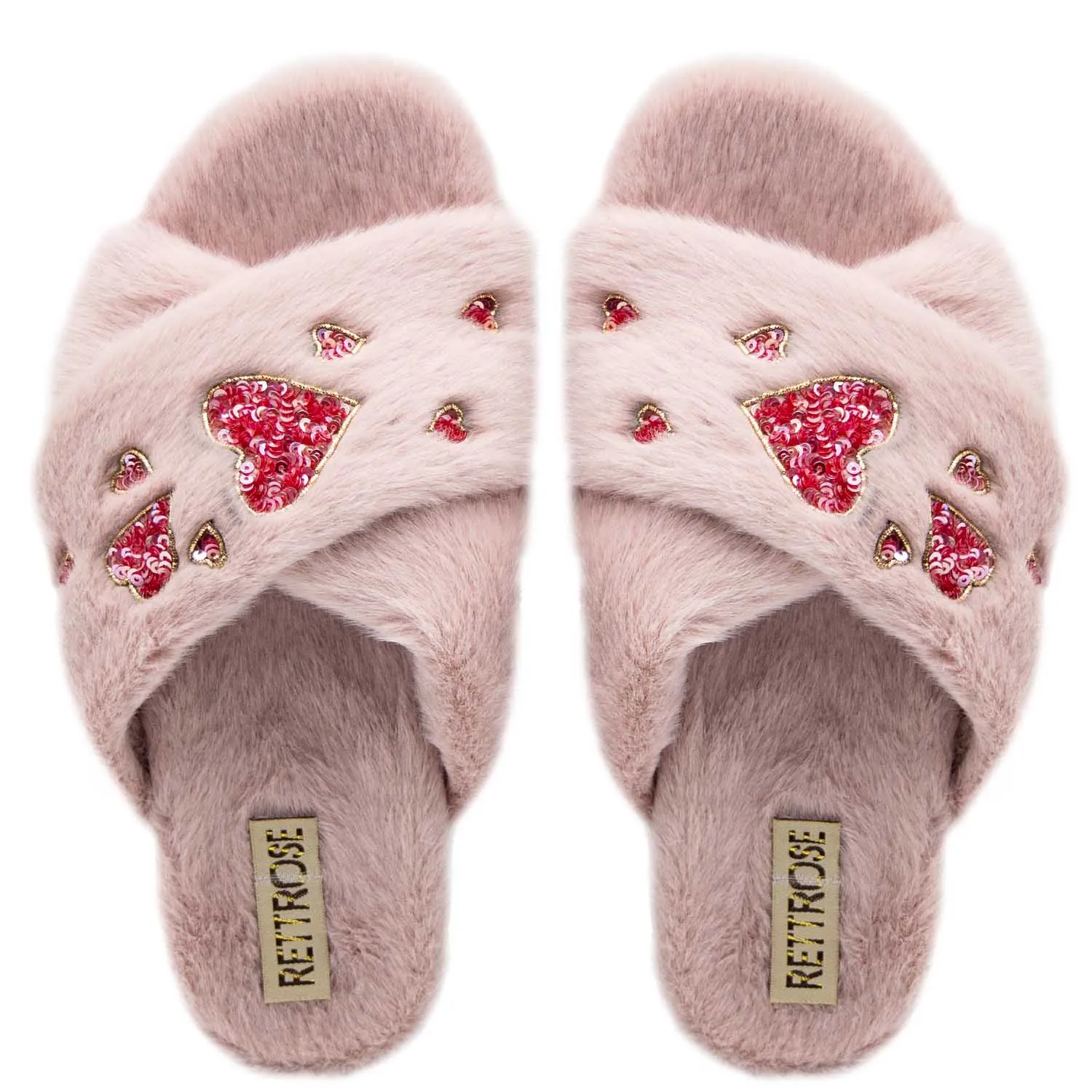 Kaylee Dusky Pink Luxury Plush Diamanté Embellished Handmade Slipper