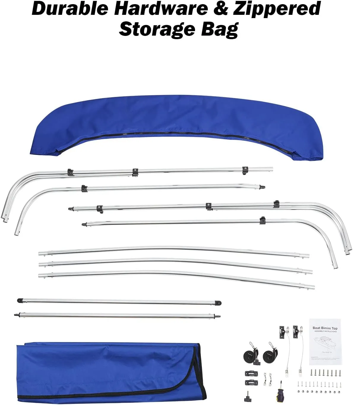 KEMIMOTO Bimini Top for Boat, Bimini Tops Cover 600D Marine Grade Canvas Boat Canopy with 6ft Length 54 in - 96 in Width 46 in Height, Includes Mounting Hardware, Straps Rear Support Poles