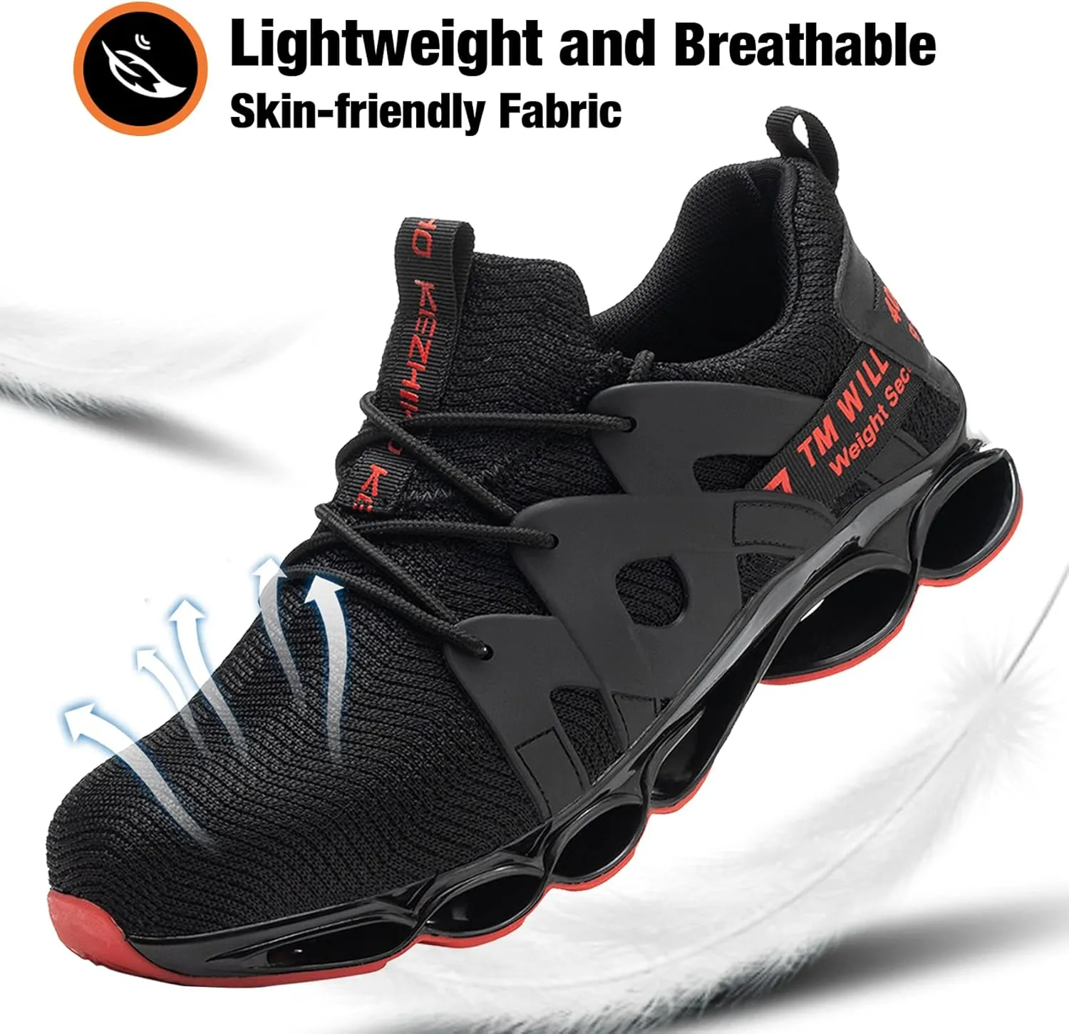 Kezhiho Men's Women's Steel Toe Work Sneakers, Yellow, Lightweight Breathable, Slip Resistant, Indestructible Construction, Safety Shoes