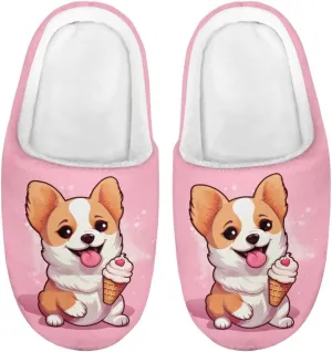 Kids House Slippers Size 9-14.5 Cute Slippers for Teen Girls Soft Plush Warm Bedroom Shoes White Sole