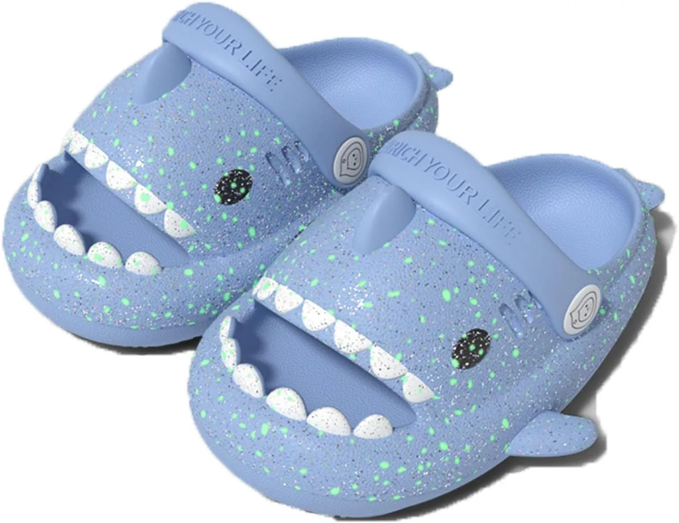 Kids Shark Slides Glow in The Dark, Cloud Shark Slides Angler Fish Slides Glow in the Dark, Luminous Shark Slippers, Blue