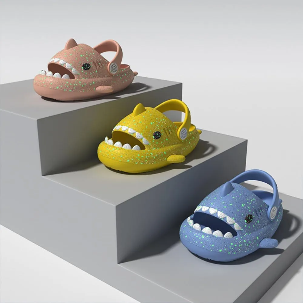 Kids Shark Slides Glow in The Dark, Cloud Shark Slides Angler Fish Slides Glow in the Dark, Luminous Shark Slippers, Blue