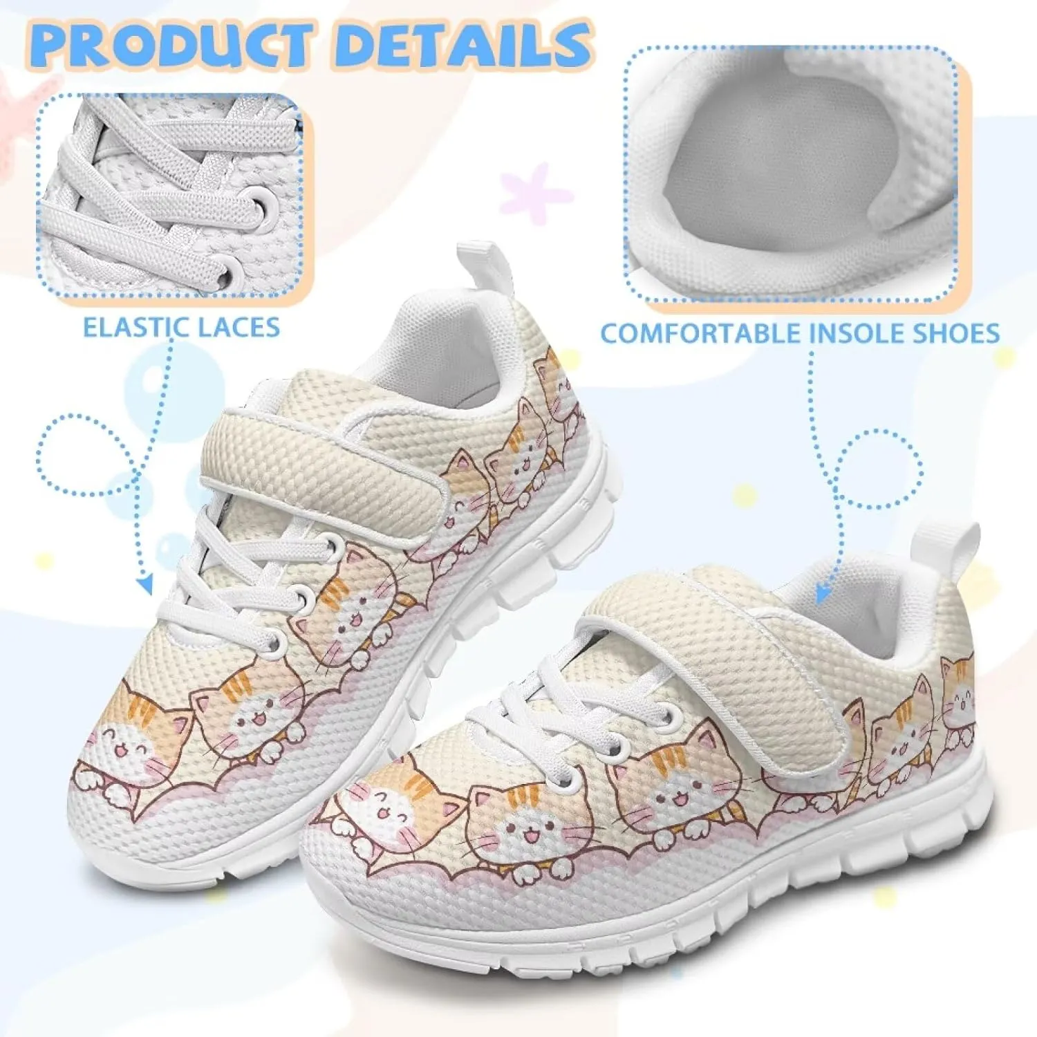 Kids Sneakers for Boys Girls Single Buckle Running Tennis Shoes Breathable Lightweight Sport Athletic Shoe for Little Kids Size 11-15 White Sole