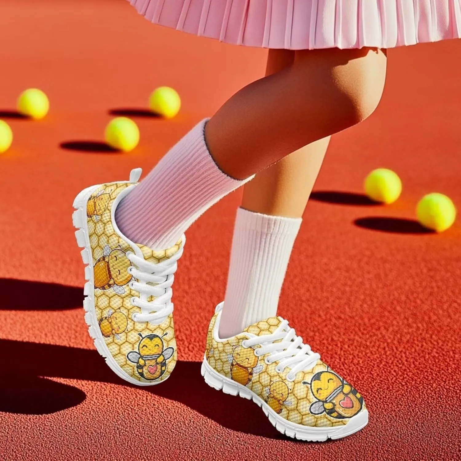 Kids Tennis Shoes Lightweight Athletic Running Shoes Non Slip Breathable Girls Students Sports Sneakers Walking Shoes