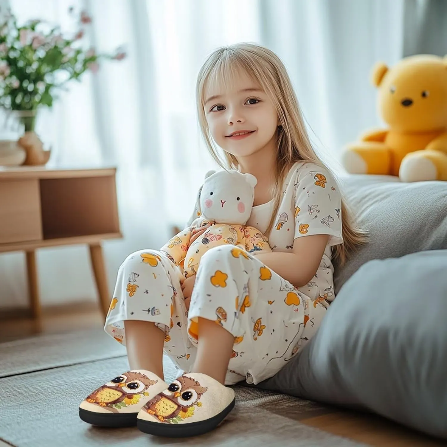 Kids Winter Slippers Bedroom Cute Casual Plush House Slippers Non Slip